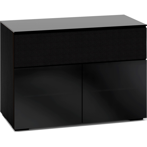 Oslo 329 44" TV Stand Cabinet for Center Speaker in Black Oak w/ Smoked Black Glass Doors & Top